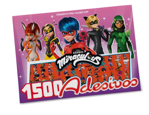 Miraculous Ladybug Prancheta para Colorir com 1500 Adesivos