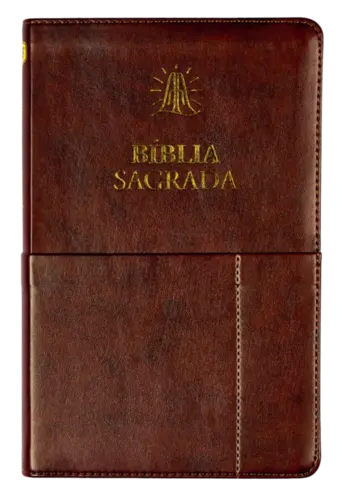 Bíblia Sagrada Slim ACF, Luxo, Couro-Soft , Marrom, com Bolso