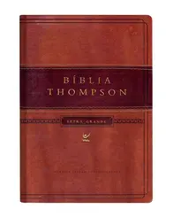Biblia Thompson AEC: Letra grande capa luxo marrom claro e escuro