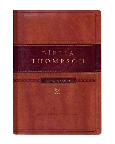 Biblia Thompson AEC: Letra grande capa luxo marrom claro e escuro com índice