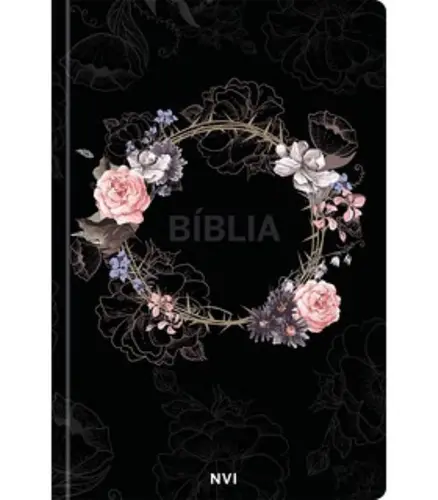 Biblia sagrada NVI feminina flores (capa preta)