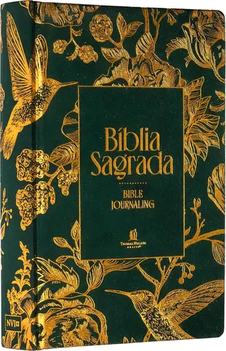 Bíblia NVI Bible Journaling com Espaço para anotações, Capa verde com pássaros, Leitura perfeita, falei com amor
